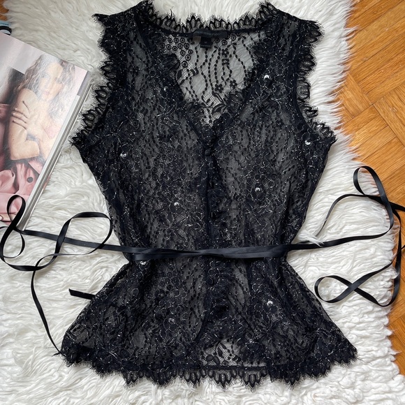 Express Tops - Vintage Y2K EXPRESS Black Lace Top